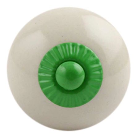Cream Round Green Fitting Ceramic Knob